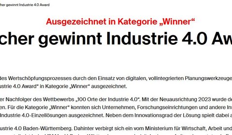 fischer gewinnt Industrie 4.0 Award
